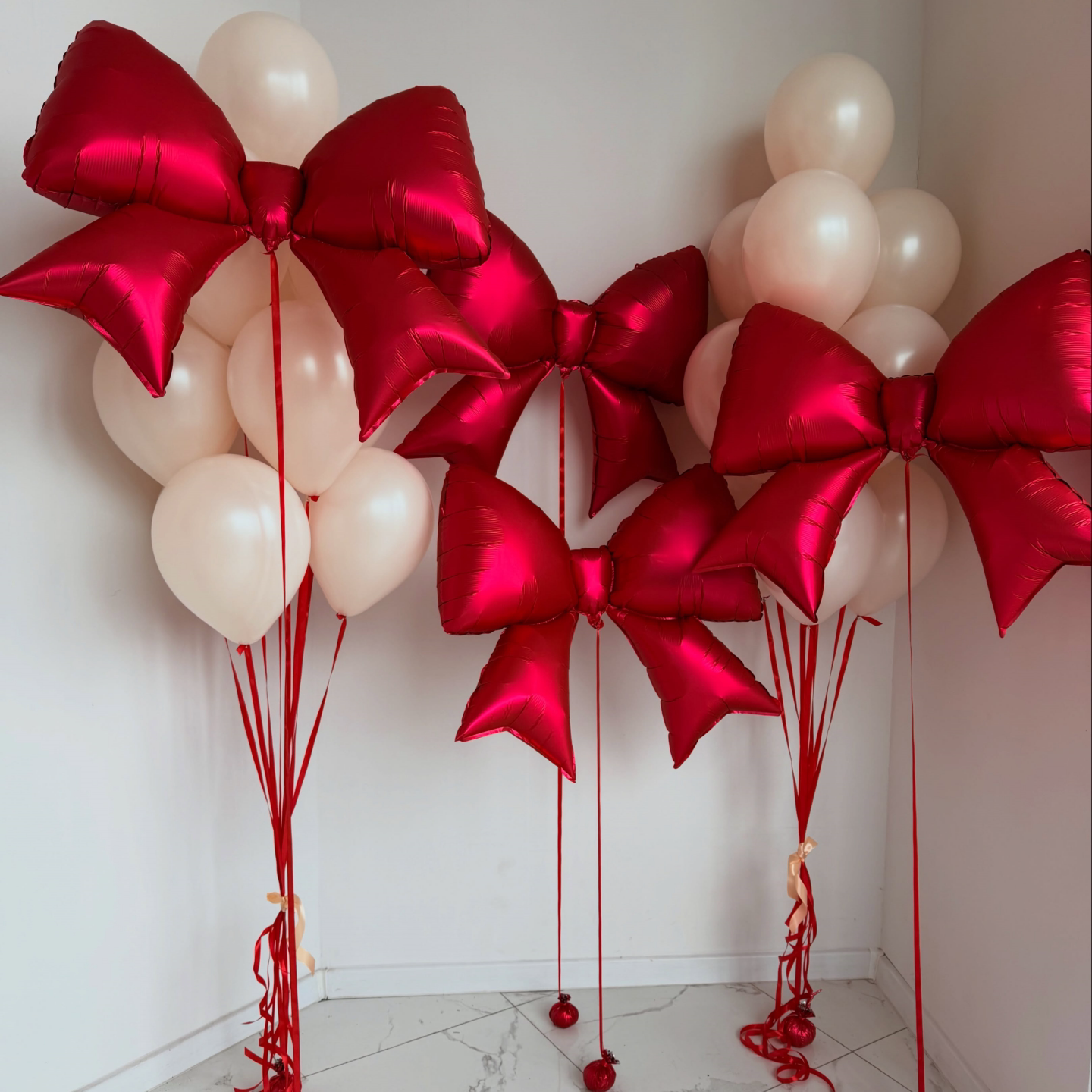 红色蝴蝶结圣诞派对铝膜气球套餐
