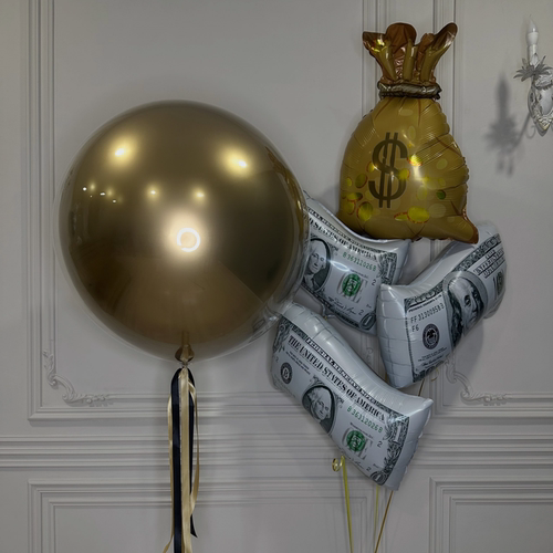 ins美金卡通铝膜金色派对气球束