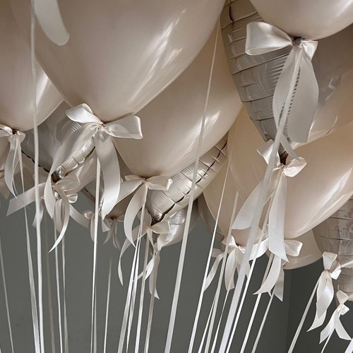 肤色乳胶球香槟色丝带蝴蝶结气球