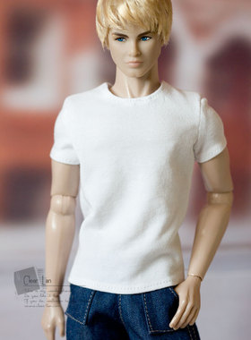 [H-201902-01]白色圆领T恤/6分男娃衣 Homme