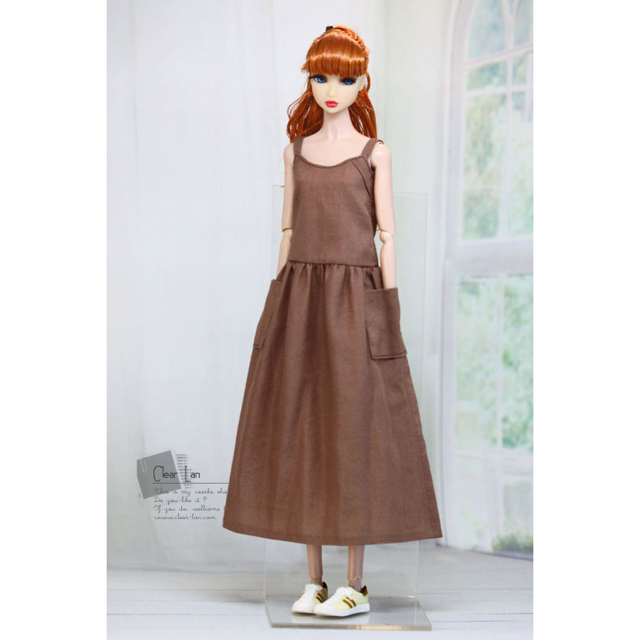 [M-202203-22-E]吊带低腰长裙-浅棕色/FR Momoko OB 芭比 6分娃衣