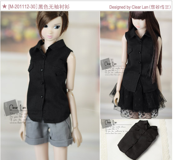 [M-201112-30]黑色无袖衬衫/momoko娃衣