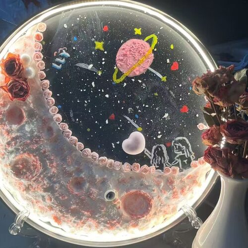 星选月球灯手工diy材料包 肌理画装饰氛围灯创意礼品摆件 月亮