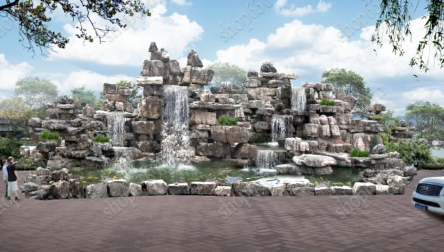 龟纹石假山PSD分层效果图假山叠水景观PS 承接假山效果图设计,商务/设计服务,设计素材/源文件,淘宝优惠券,粉丝福利购,淘宝优惠卷