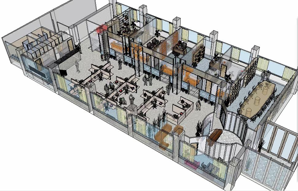 办公空间草图大师SU模型sketchup设计素材源文件skp模型库