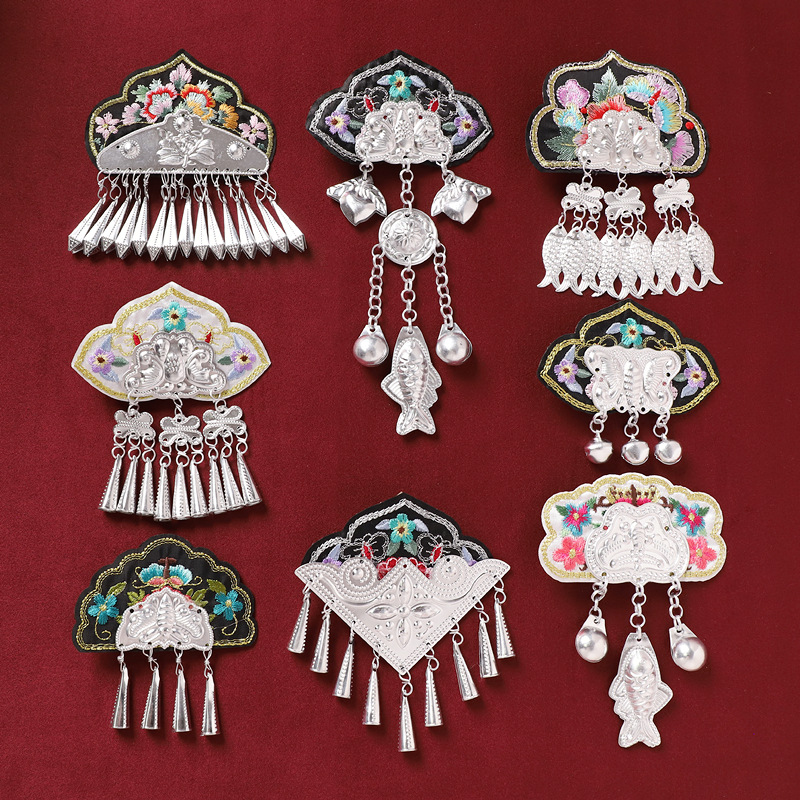 贵州民族风刺绣发夹手工苗绣头饰