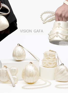 2025跨境时尚白色水滴包亚克力单肩斜挎包形手拿包派对生日礼物