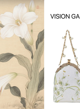 黑色小众绣花手机包古风旗袍宴会手拿包珍珠提手刺绣小方包现货