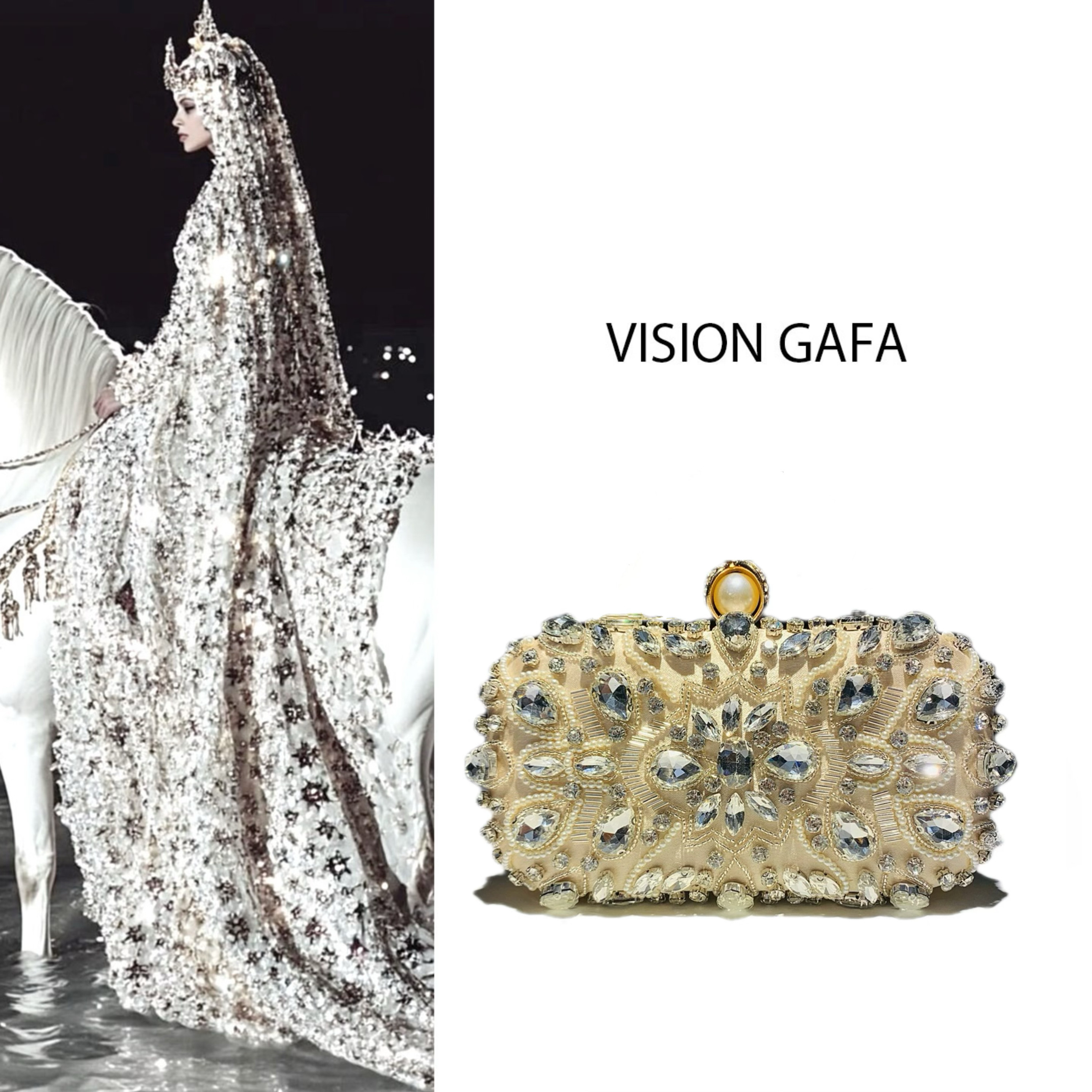 新款现货手袋手工钉珠手拿包跨境莱茵石晚宴小包链条包