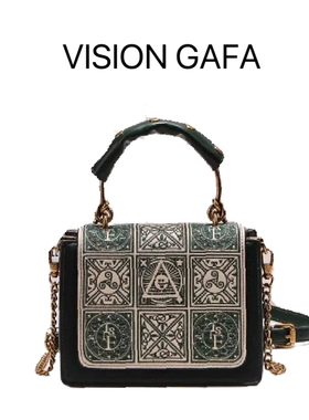 ZA香港店小众轻奢品牌手工刺绣绿色复古手提包女式2025新款