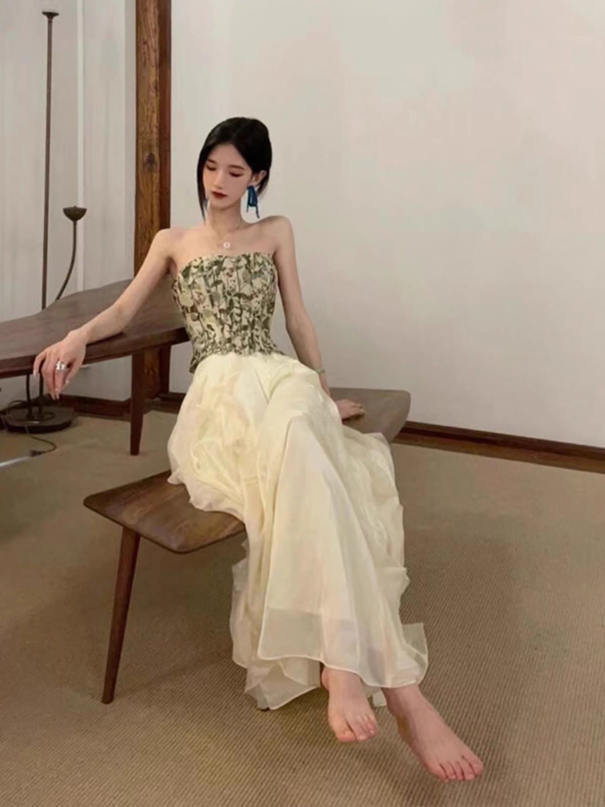 夏季高级感小洋装套装夏名媛法式宫廷风小礼服平时可穿连衣裙子