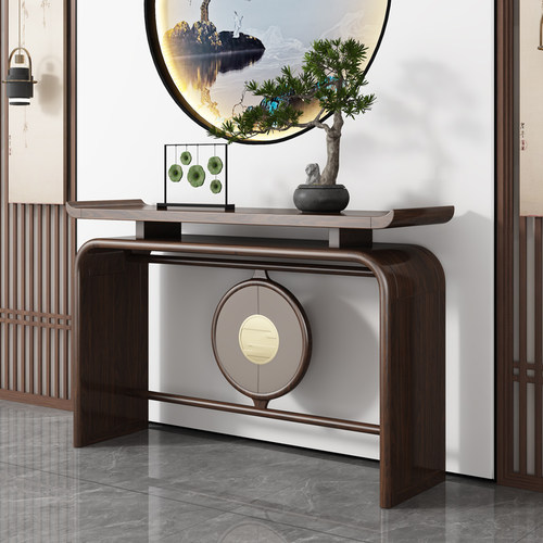 新中式玄关桌乌金木条案玄关柜