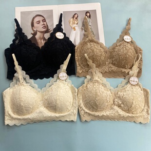 枫之欣8858法式 聚拢固定杯裹胸 花边蕾丝V领抹胸无钢圈内衣女薄款