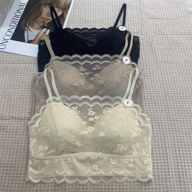 枫之欣7525性感蕾丝美背内衣女百搭乳胶固定杯裹胸防走光薄款抹胸图片