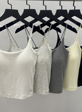 古妃春夏新款螺纹细肩带美背修身免穿文胸防走光内搭外穿吊带背心