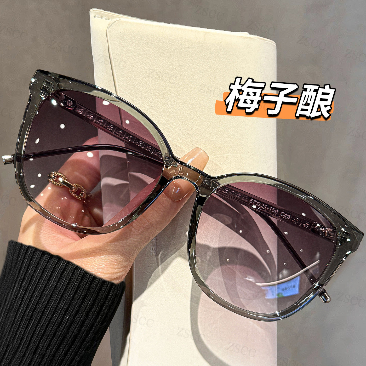 高档复古清透大框偏光墨镜女近视可配适合方圆脸遮阳抗UV太阳眼镜