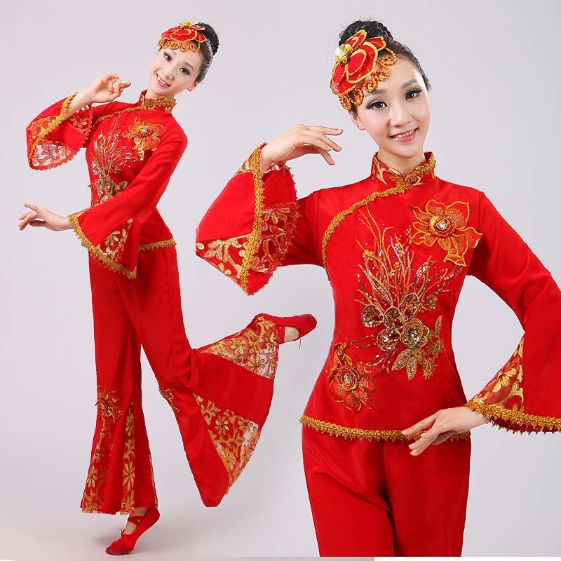高档秧歌服演出服2025新款秋冬中老年古典腰鼓服装广场扇子舞蹈表