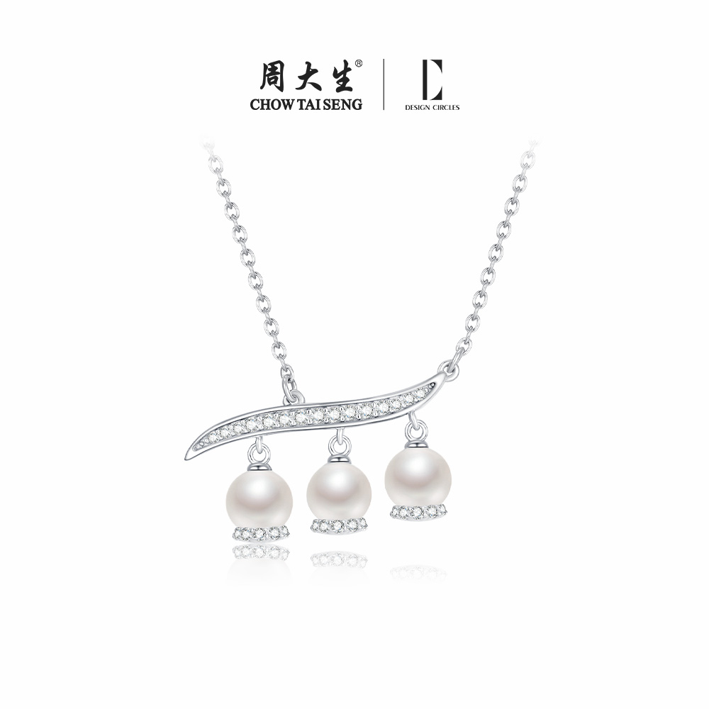 设界925银淡水珍珠女铃兰项链