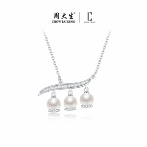 周大生DC午后铃兰淡水珍珠项链高级感轻奢小众纯银锁骨链生日礼物