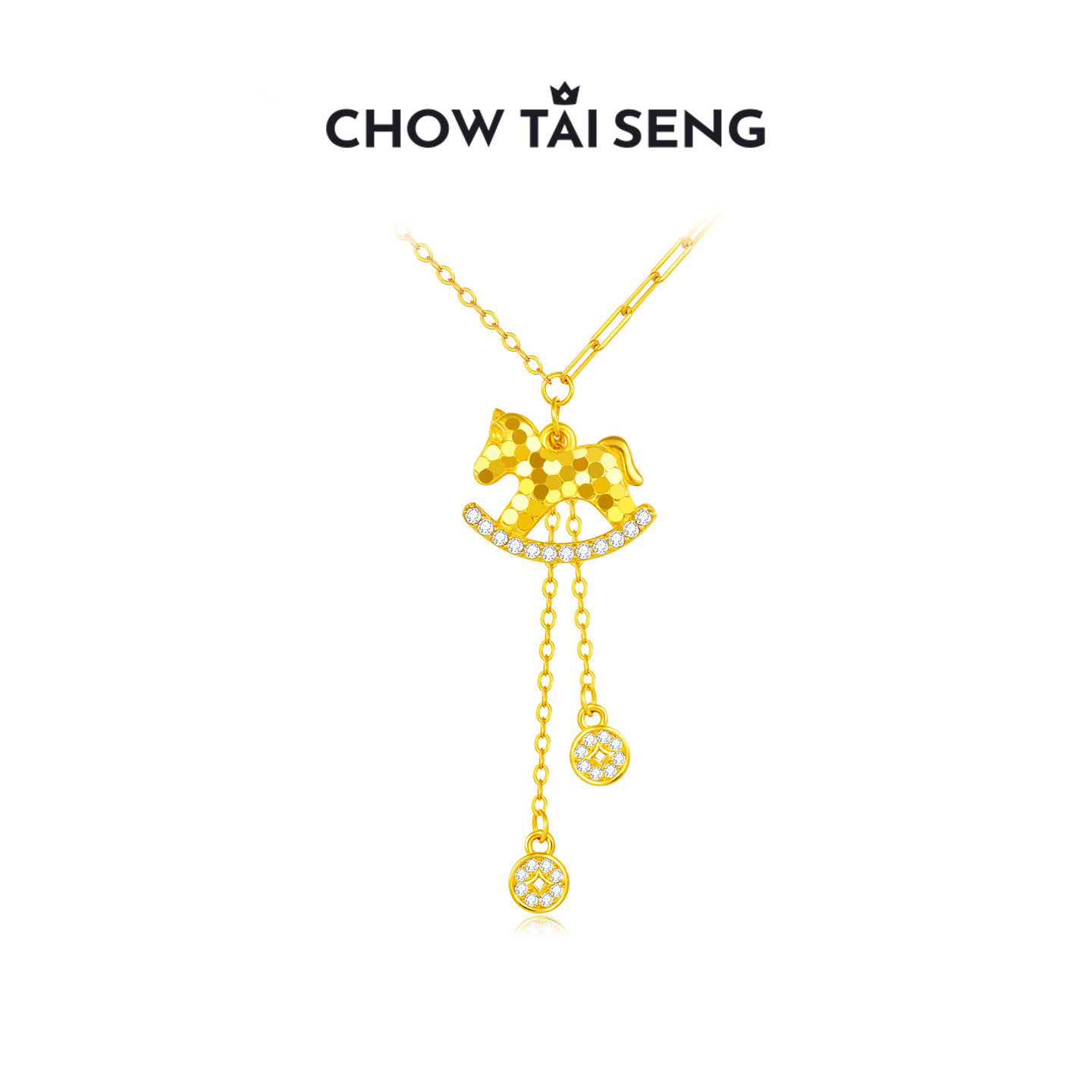 周大生纯银生肖马项链本命年木马可爱百搭吊坠马年送女友新年礼物