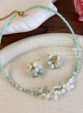 春夏清新曼波色调薄荷香草项链