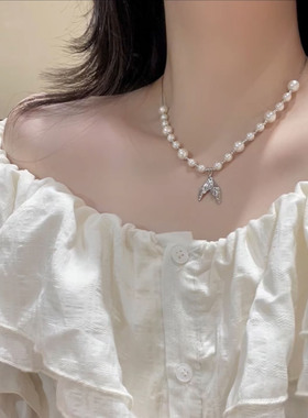 超仙鱼尾珍珠抽拉项链女款