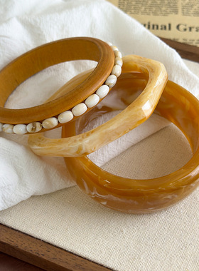 复古几何不规则椭圆树脂手镯