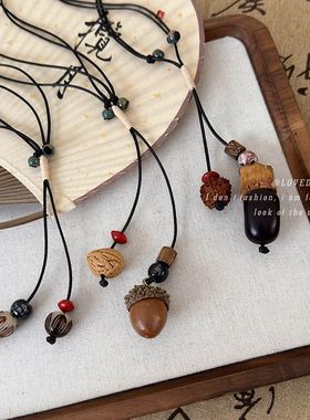 迷尚优品自然蜡绳锁骨链女