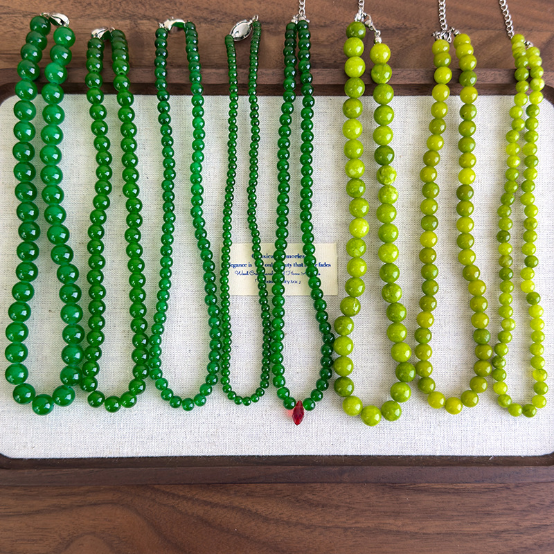 夏日清凉感新中式绿色串珠项链
