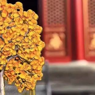 万寿寺银杏冰箱贴秋景御碑亭北京文创艺术博物馆礼物流沙伴手礼