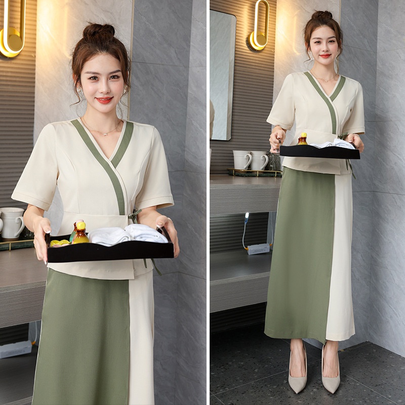 新芝依彩 美容養(yǎng)生工服泰式優(yōu)雅足浴技師服桑拿工衣五分袖2990