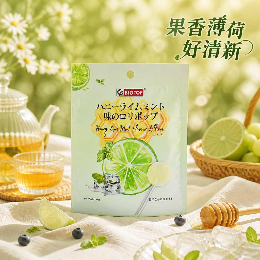 包邮马来西亚BigTop草莓黑加仑青柠薄荷味棒棒糖独立便携分享包装