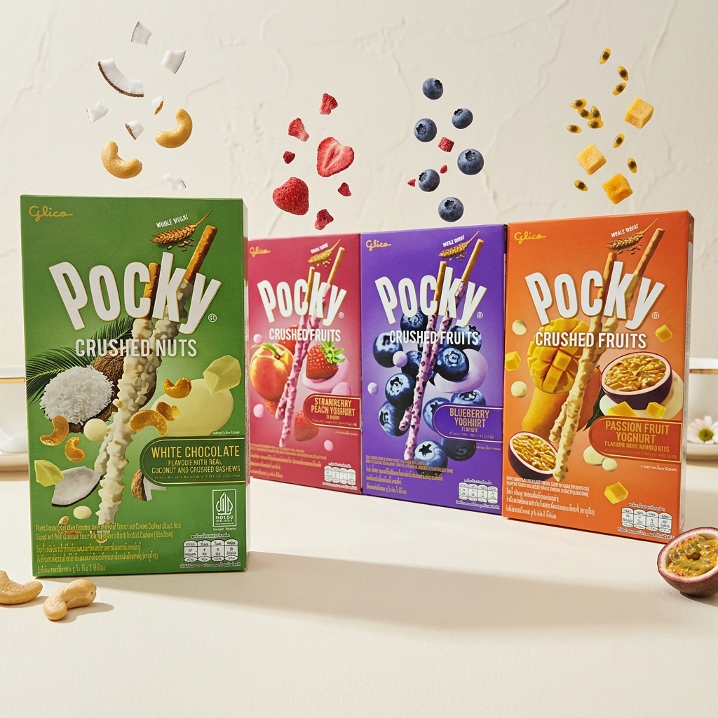 泰国POCKY格力高glico百力滋巧克力涂层注心棒棒饼干休闲零食盒装