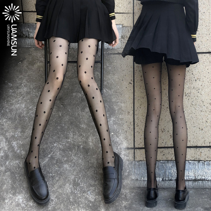 超薄连裤袜子蝴蝶结美腿圆点波点