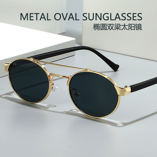 Metal oval sunglasses金属墨镜双梁太阳镜女ins椭圆小框太阳眼镜