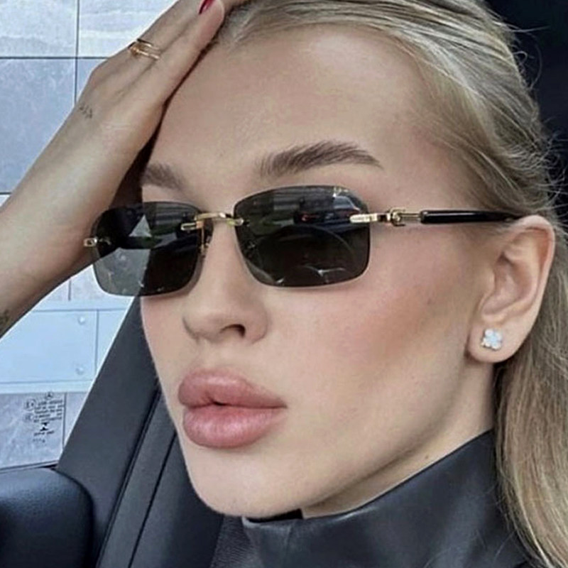 2025 Rimless Sunglasses无框切边太阳镜小框墨镜ins复古太阳眼镜