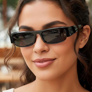 Retro sunglasses复古半框太阳眼镜女户外潮流平光镜欧美方形墨镜