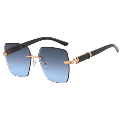 无框太阳镜欧美墨镜金属太阳眼镜