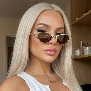 Metal oval sunglasses 金属太阳眼镜复古椭圆墨镜美式网红太阳镜