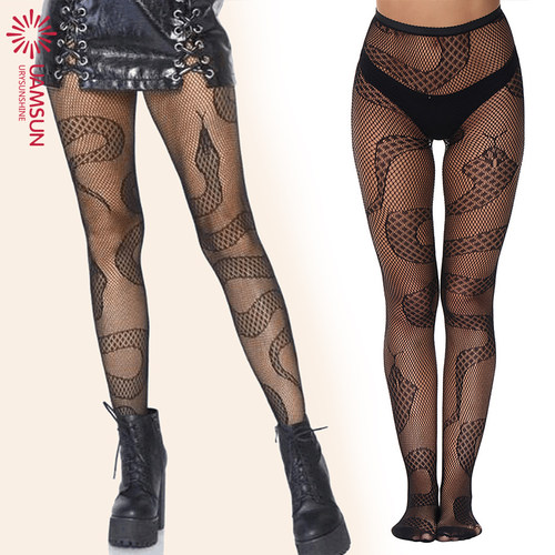 性感蛇形美腿连裤袜薄渔网袜