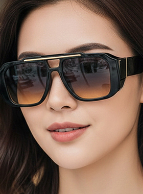 欧美风太阳眼镜男双梁方框墨镜