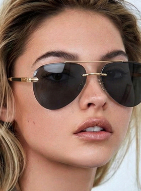 无框太阳眼镜女欧美飞行员墨镜男