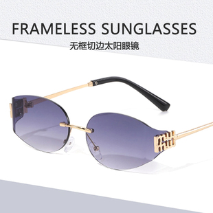 Rimless sunglasses y2k墨镜欧美复古金属太阳镜无框切边太阳眼镜