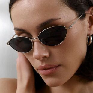Metal oval sunglasses猫眼太阳镜女椭圆太阳眼镜ins网红金属墨镜