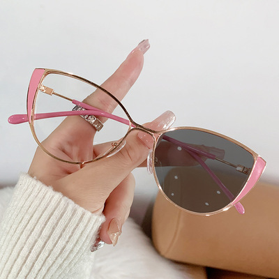 变色防蓝光眼镜金属眼镜框平光镜