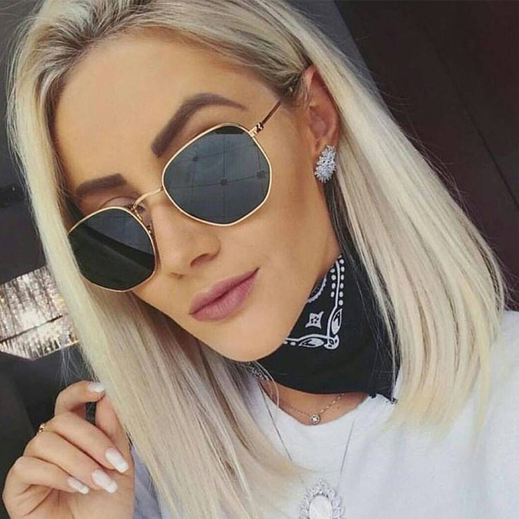 women box metal polygon sunglasses fashion men sun glasses