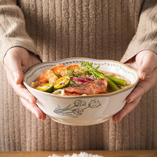 特别好看的陶瓷大汤面碗套装家用高级感中式复古2026新款大号大碗