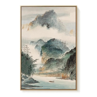 客厅餐厅装 中国山水风景diy数字油彩画中式 饰画手工数字画