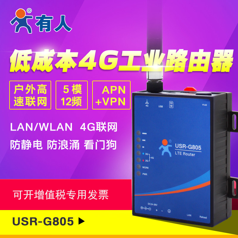有人4g工业路由器无线wifi插卡低成本移动联通电信全网通USR-G805
