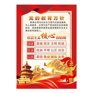 新时期党的教育方针防水墙贴纸四有好老师价值观校园文化装饰图
